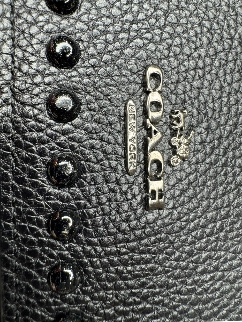 Coach Black Enamel Studded Full-Sized Leather Wallet